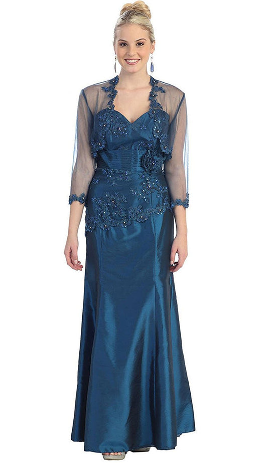 Formal Floral Beaded Sweetheart Dress