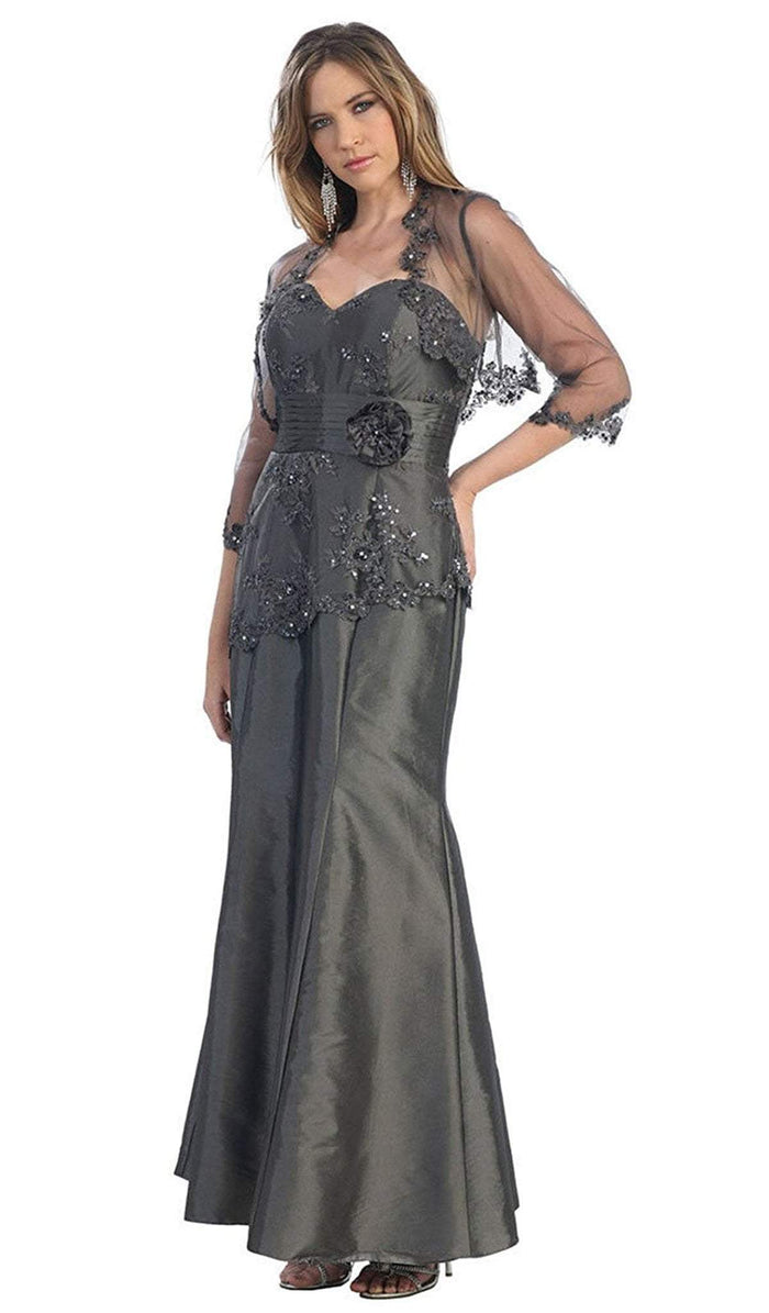 Formal Floral Beaded Sweetheart Dress