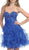 May Queen - Crystal Adorned Ruffled Short Prom Dress