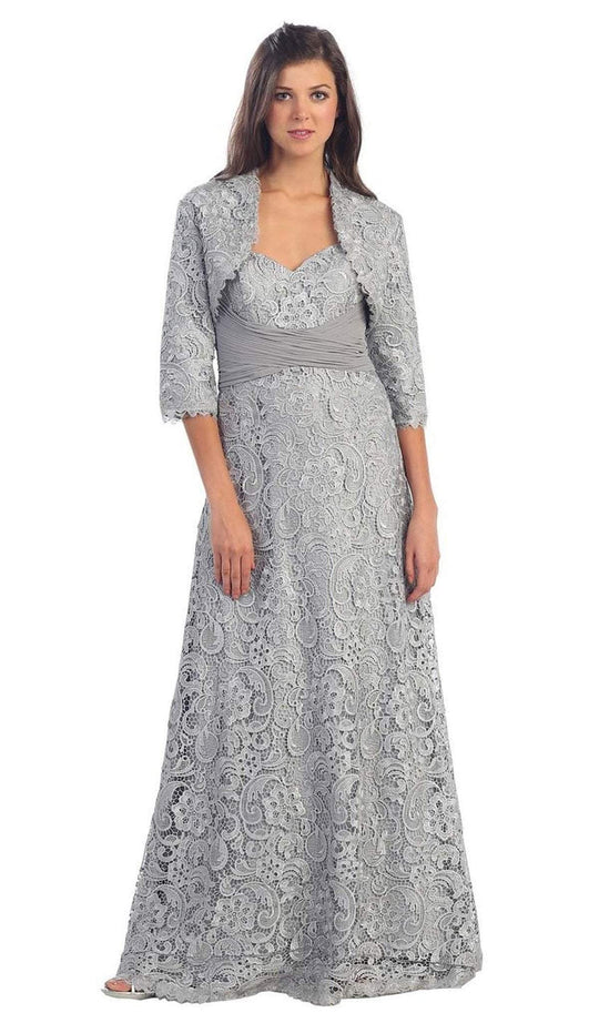 Baroque Lace Sweetheart Evening Dress with Bolero