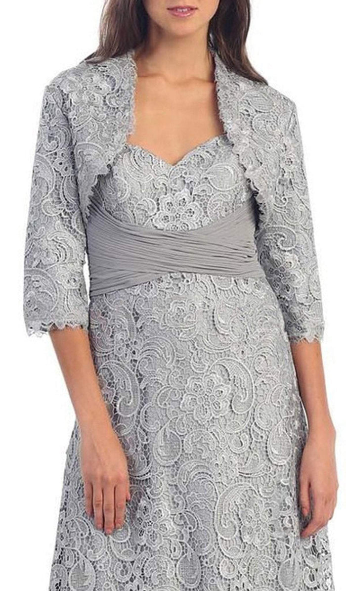 Baroque Lace Sweetheart Evening Dress with Bolero