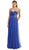 May Queen - MQ981 Embellished Ruched Sweetheart Chiffon Prom Dress In Blue