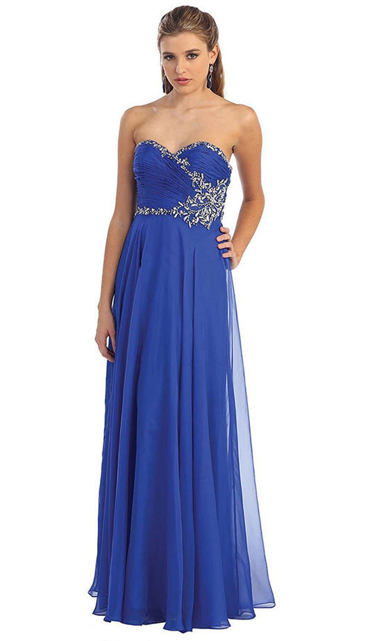 Embellished Ruched Sweetheart Chiffon Prom Dress