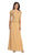 May Queen - MQ993 Cap Sleeve Beaded Lace Bodice Long Evening Dress In Gold