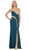 Sequined One Shoulder Sleeve Evening Gown