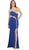 May Queen - Sequined One Shoulder Sleeve Evening Gown in Blue