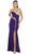 Sequined One Shoulder Sleeve Evening Gown