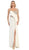 May Queen - Sequined One Shoulder Sleeve Evening Gown in Ivory