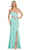 Sequined One Shoulder Sleeve Evening Gown