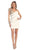 May Queen - MQ 1054 Ruched One Shoulder Sleeve Cocktail Dress - White
