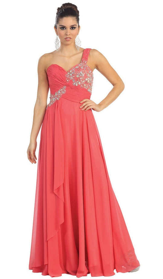 One Shoulder Strapped Sweetheart Evening Dress