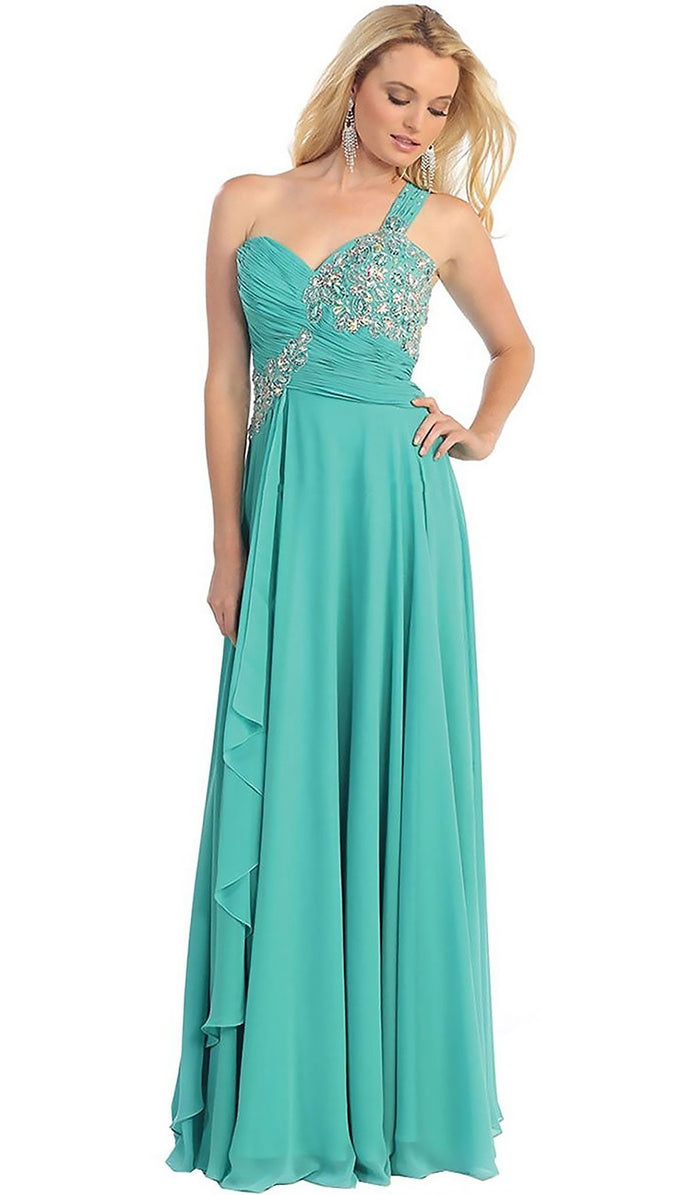 One Shoulder Strapped Sweetheart Evening Dress