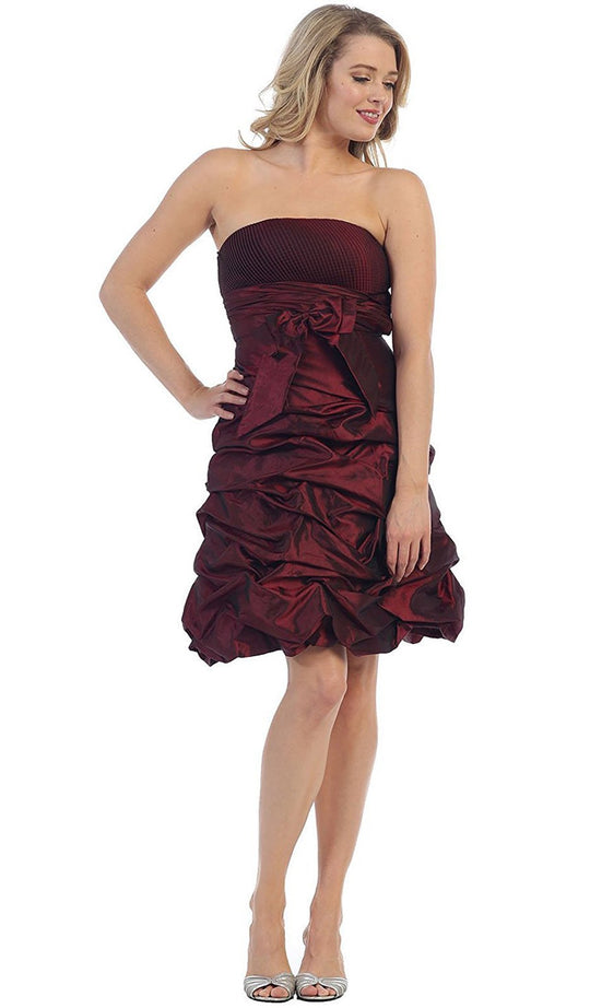 Strapless Straight-Across Ruffle Prom Dress