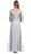 May Queen - Quarter Sleeve Floral Ornate Ruched A-Line Mother of the Bride Gown