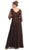 May Queen - Quarter Sleeve Floral Ornate Ruched A-Line Mother of the Bride Gown