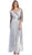 Quarter Sleeve Floral Ornate Ruched A-Line Mother of the Bride Gown