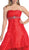 Strapless Pleated Empire High Low Prom Gown