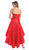 Strapless Pleated Empire High Low Prom Gown