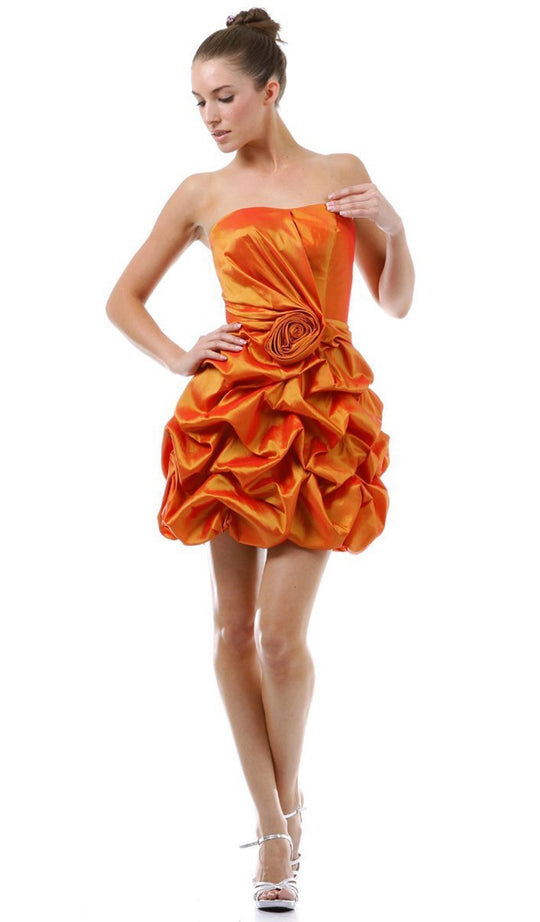 May Queen - Strapless Ruched Ruffle Bubble Prom Dress