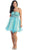 May Queen - MQ 698 Bejeweled Modified Straight A-line Cocktail Dress In Blue