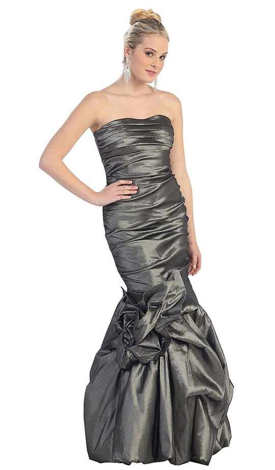 May Queen - Strapless Ruched Bubble Hem Prom Dress