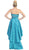 May Queen - MQ 785 Embellished Ruched High Low Formal Dress in Blue