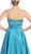 May Queen - MQ 785 Embellished Ruched High Low Formal Dress in Blue