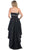 May Queen - MQ 785 Embellished Ruched High Low Formal Dress in Black