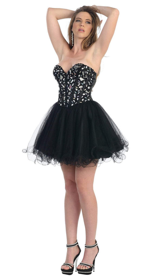 May Queen - Strapless Sweetheart Corset Cocktail Dress MQ 873