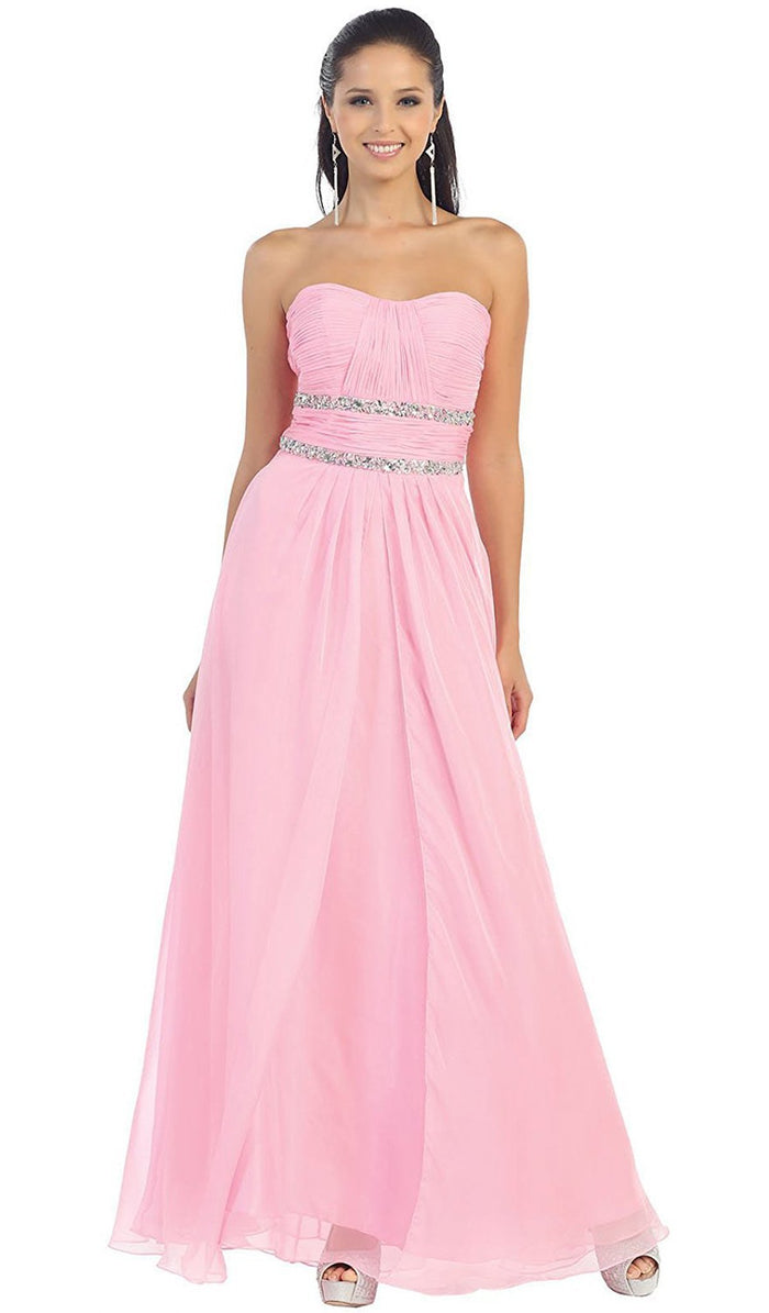 Shirred Ornate Sweetheart A-Line Long Prom Dress