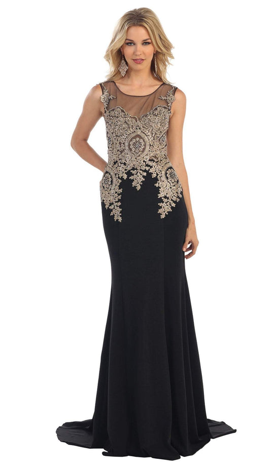 Illusion Scoop Lace Prom Gown