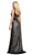 May Queen - Lace Embellished V-neck Sheath Prom Dress in Black
