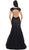 May Queen - Floral Fitted Cutout Trumpet Evening Dress in Black