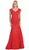 Floral Fitted Cutout Trumpet Evening Dress