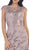 May Queen - RQ-7296 Embroidered Illusion Jewel Sheath Cocktail Dress In Purple