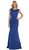 Cap Sleeve Bateau Neck Taffeta Formal Dress