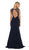 Sleeveless Beaded Color Block Evening Gown