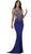May Queen - RQ-7334 Bejeweled Scoop Sheath Evening Dress in Blue