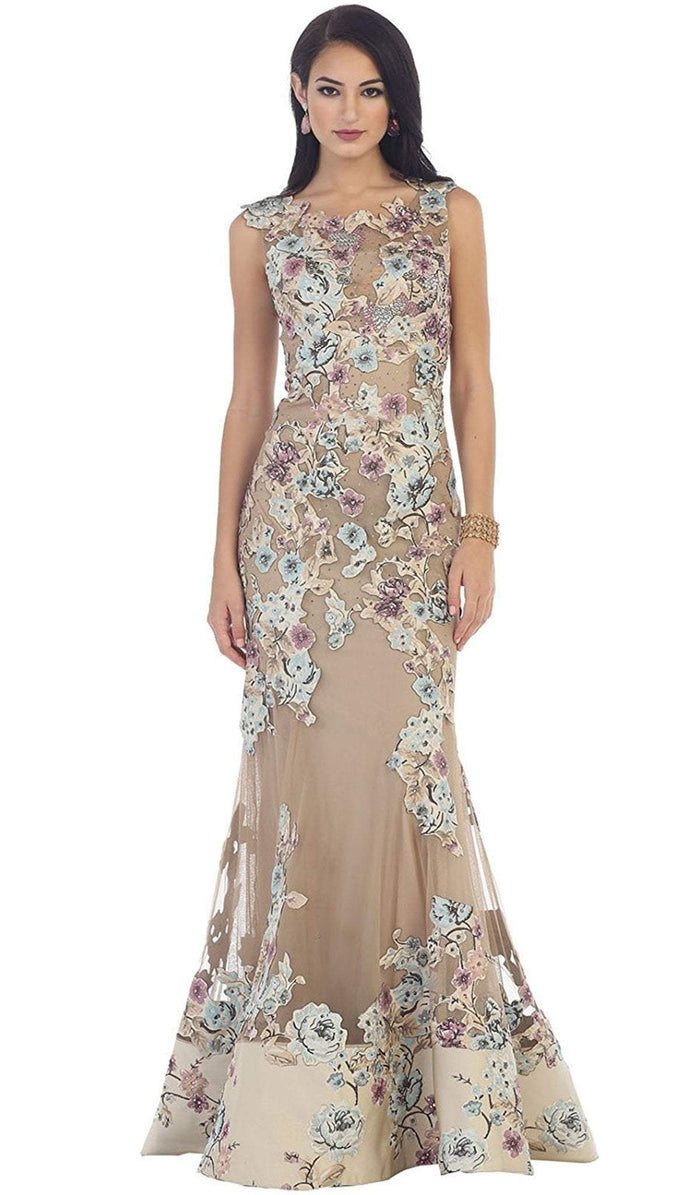 Enchanting Floral Applique Evening Gown