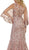 Floral Applique Jewel Neck Trumpet Formal Gown