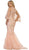 Floral Applique Jewel Neck Trumpet Formal Gown