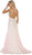 May Queen - RQ-7572 Bedazzled Halter Neck Sheath Evening Gown In Pink