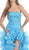 Strapless Jewel-Ornate Ruffled High Low Prom Dress