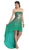 Metallic Sequined Strapless High Low Prom Gown