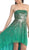 Metallic Sequined Strapless High Low Prom Gown