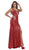 May Queen - RQ7246 Shimmering One Shoulder Evening Gown In Red