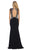 Deep V-Neck Bejeweled Fitted Evening Gown
