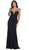 May Queen - Embroidered V-Neck Column Evening Gown