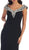 Embroidered V-Neck Column Evening Gown