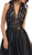 May Queen - RQ7354 Lace Halter Neck Taffeta High Low Evening Gown In Black